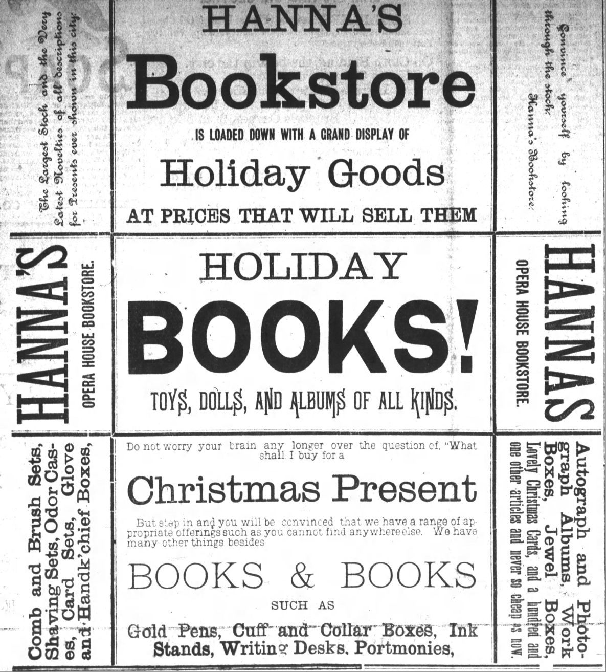 Hanna's Bookstore is loaded with a grand display of holiday goods